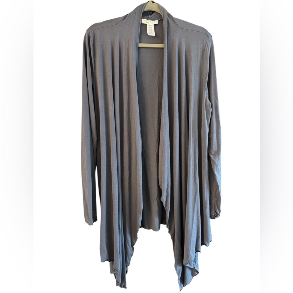 Barefoot Dreams Luxe Milk Jersey Gray Draped Open Front Cardigan L